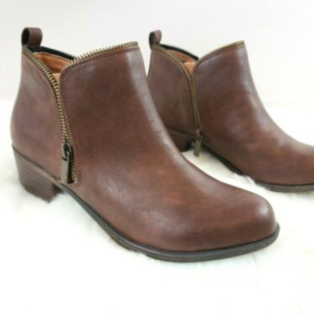 Brown Zipper Ankle Boots